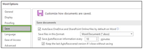 How to disable autosave in Office 365 programs.